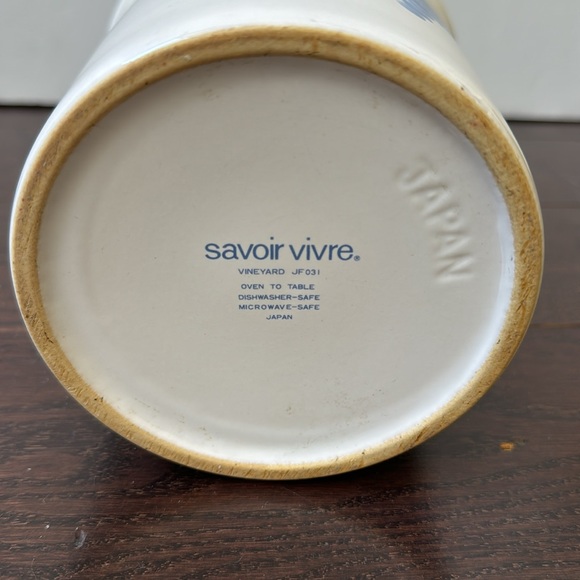 Ceramic Jar Cooking Utensils Savoir Vivre Vineyard JF031 Blue Grapes Leaves - Picture 3 of 7